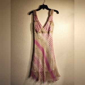 Alexia Admor Champagne & Pink Silk Cocktail Dress